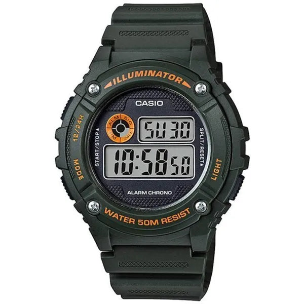 Casio W-216H-3B férfi digitális sportóra, zöld, WR50