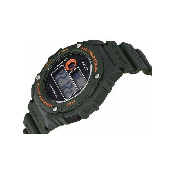 Casio W-216H-3B férfi digitális sportóra, zöld, WR50