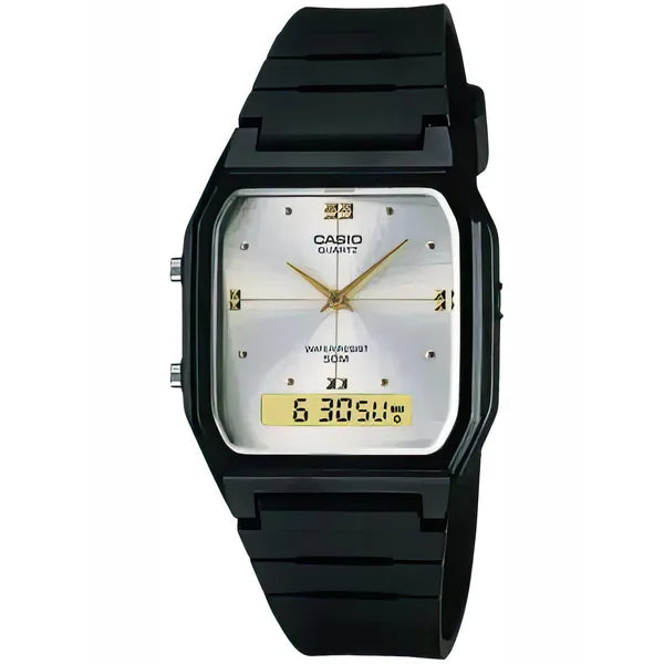 Casio AW-48HE-7AVDF női karóra, kvarc, WR50, fehér számlap, fekete szíj