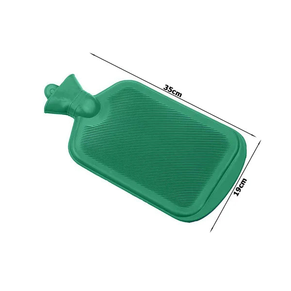 2 l zöld melegvizes palack vastag gumiból, szivárgásmentes 34×19 cm