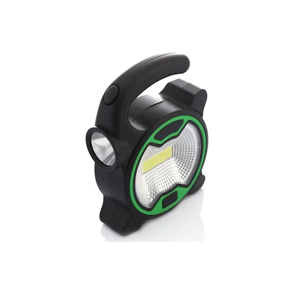 LED COB műhelylámpa keresőlámpa-funkcióval, AA elemes, zöld, 2 fényüzemmód