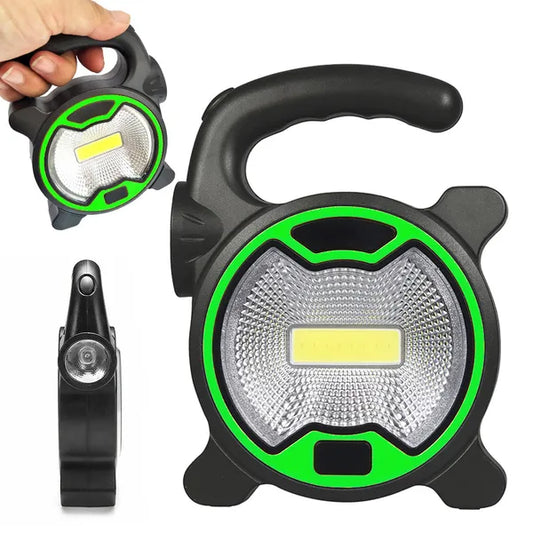 LED COB műhelylámpa keresőlámpa-funkcióval, AA elemes, zöld, 2 fényüzemmód