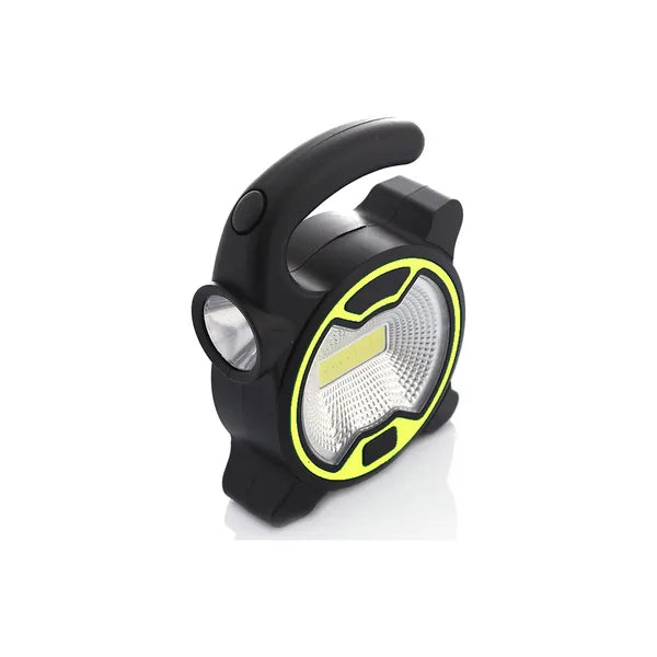 COB LED műhelylámpa állvánnyal, 2 fényüzem, AA elemes, 1+8W, sárga