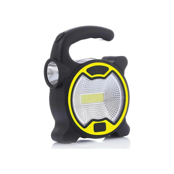 COB LED műhelylámpa állvánnyal, 2 fényüzem, AA elemes, 1+8W, sárga