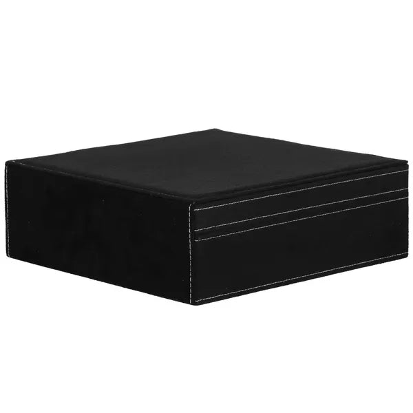 Fekete velúr ékszerdoboz kulccsal, 26×26×9 cm