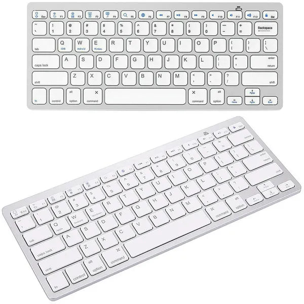 Vezeték nélküli Bluetooth billentyűzet, 78 billentyű, fehér, PC/Mac/iPad/Android
