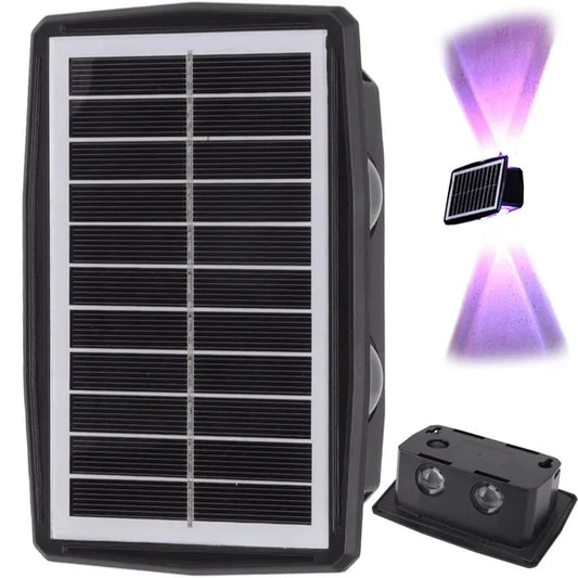 Napelemes LED homlokzati falilámpa IP65, szürkület-érzékelő, multicolor