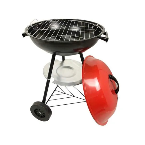 Faszén kerti gömbgrill 40 cm, zárható fedél, kerekeken, hordozható