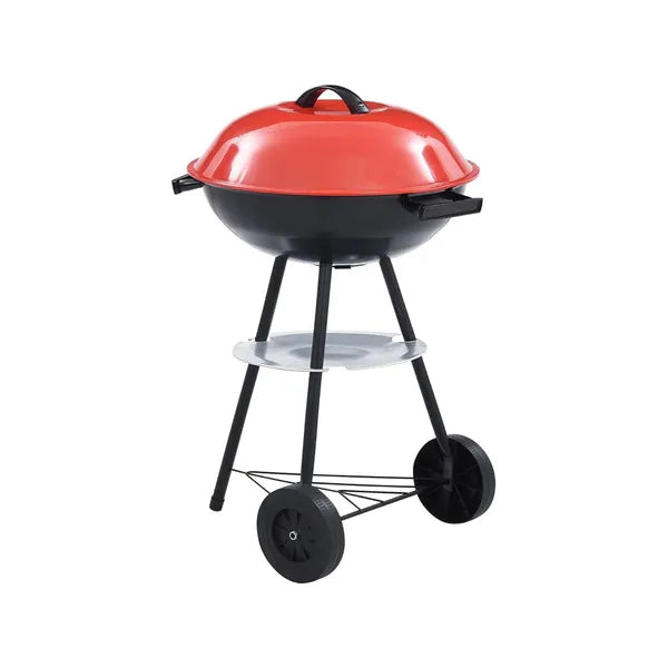 Faszén kerti gömbgrill 40 cm, zárható fedél, kerekeken, hordozható