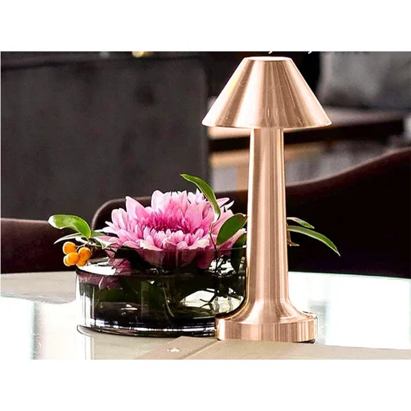 Érintésvezérelt LED éjjeli lámpa, 3 színhőfok, 1500 mAh, USB-töltés, réz
