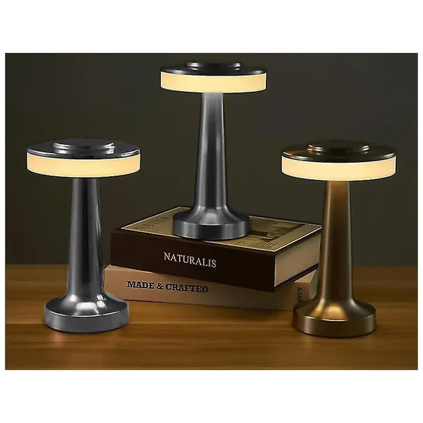 Érintésvezérelt LED éjjelilámpa 3 színhőmérséklettel, akkumulátoros, ezüst