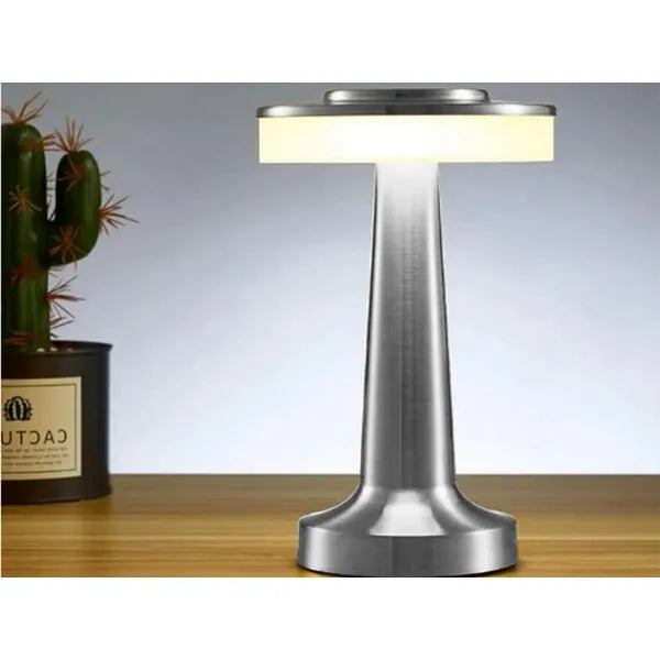 Érintésvezérelt LED éjjelilámpa 3 színhőmérséklettel, akkumulátoros, ezüst