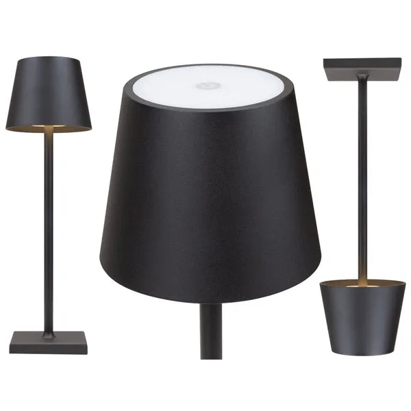 Érintős éjjeli asztali lámpa, 3 fényerő, LED, akkumulátoros, USB-C, fekete