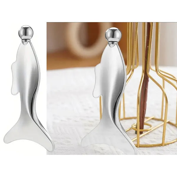 Rozsdamentes acél gua sha masszázslemez hűsítő golyóval, 13 × 7 cm