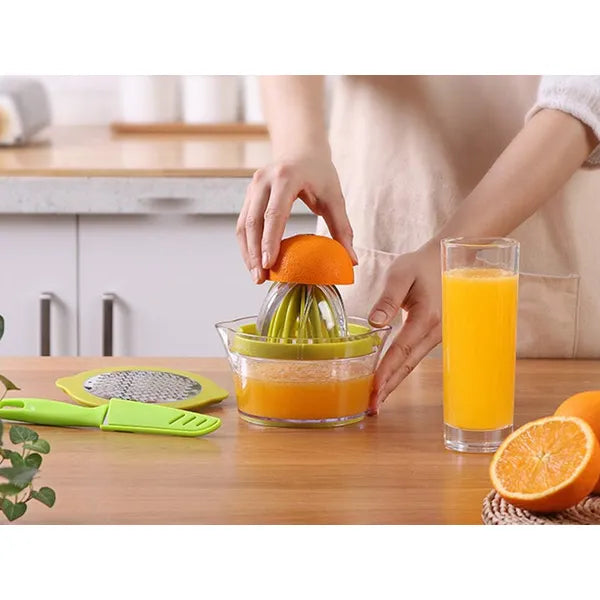 Kézi zöld citrusprés reszelővel, 400 ml műanyag tartállyal