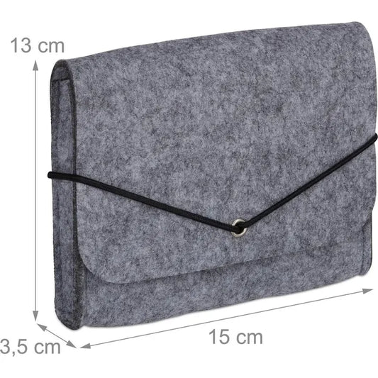 Szürke filc laptop tok 15×13 cm gumis zárral