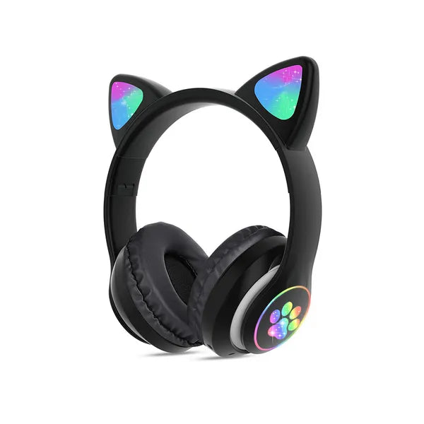 Bluetooth 5.0 vezeték nélküli macskafüles fejhallgató, LED RGB, FM, MP3