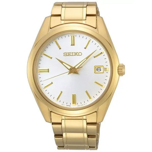 Seiko férfi karóra, aranyszínű acél, 40,2 mm, zafírüveg, WR100