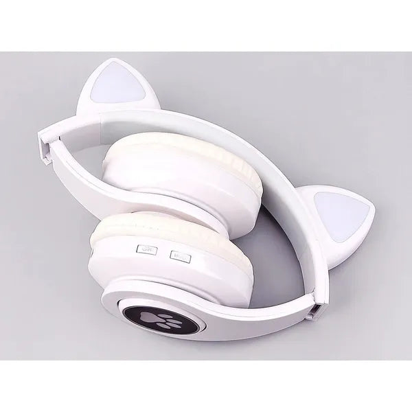 Bluetooth 5.0 vezeték nélküli macskafüles fejhallgató LED világítással, FM/MP3
