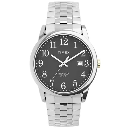 Timex férfi karóra, 38 mm, ezüst nemesacél szíj, fekete számlap