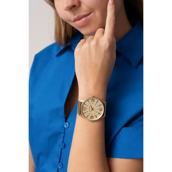 Paul Lorens női karóra, arany, mesh szíj, Miyota kvarc, 43 mm