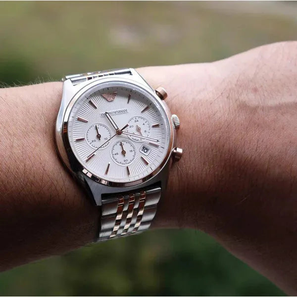 Emporio Armani AR1998 férfi kronográf karóra, acél/rozéarany, 43 mm