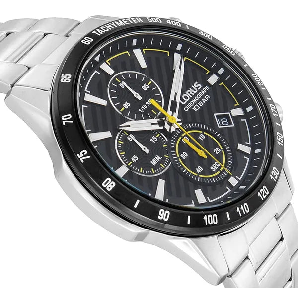 Férfi Lorus chronograph karóra, 45 mm, zöld számlap, acél szíj, WR100