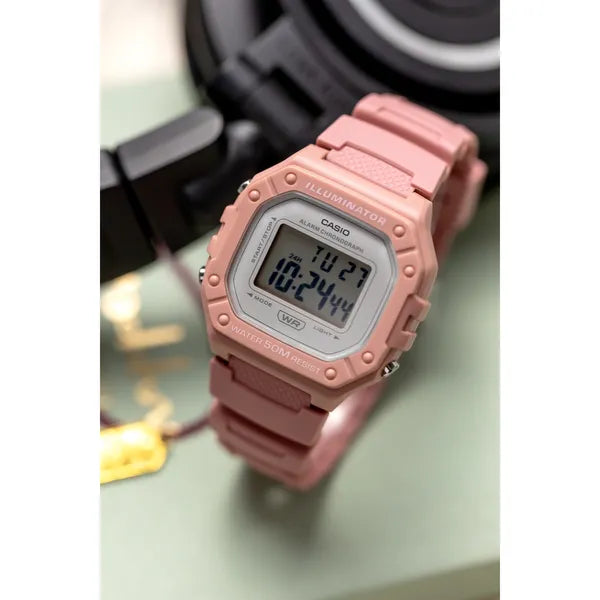 Casio W-218HC-4A uniszex digitális karóra rózsaszín WR50 LED