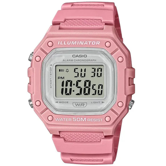 Casio W-218HC-4A uniszex digitális karóra rózsaszín WR50 LED