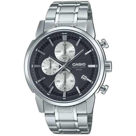 Casio MTP-E510D-1A2 férfi karóra, acél szíj, fekete számlap, WR50