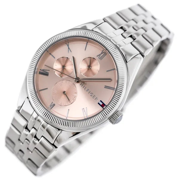 Tommy Hilfiger női óra, rozsdamentes acél, 38 mm, rózsaszín számlap, WR30