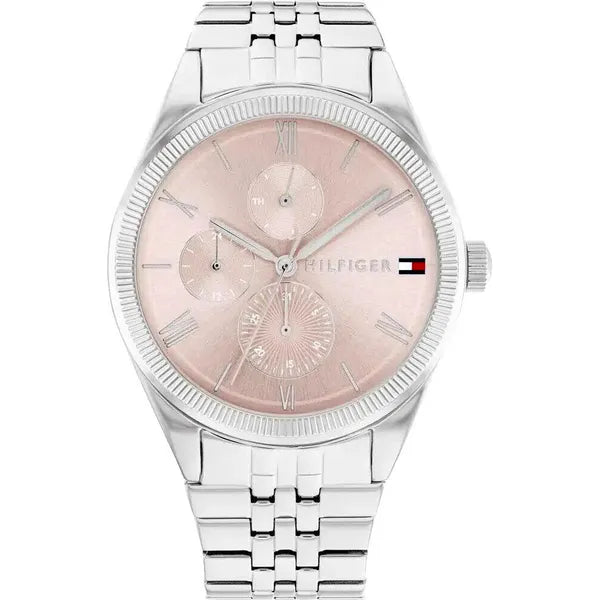 Tommy Hilfiger női óra, rozsdamentes acél, 38 mm, rózsaszín számlap, WR30