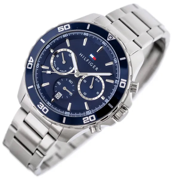 Tommy Hilfiger Jordan férfi karóra, acélszíj, kék számlap, 47 mm