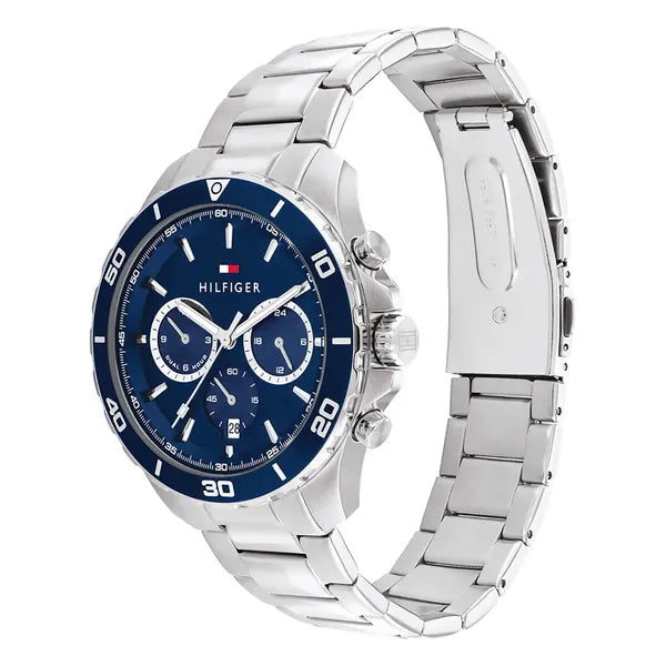 Tommy Hilfiger Jordan férfi karóra, acélszíj, kék számlap, 47 mm