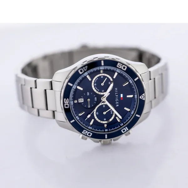 Tommy Hilfiger Jordan férfi karóra, acélszíj, kék számlap, 47 mm