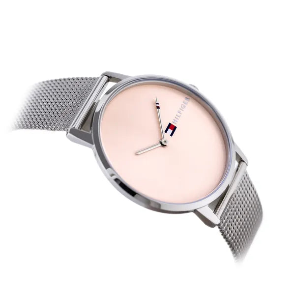Tommy Hilfiger Alex női karóra, 41 mm, ezüst szíj, rózsaarany számlap