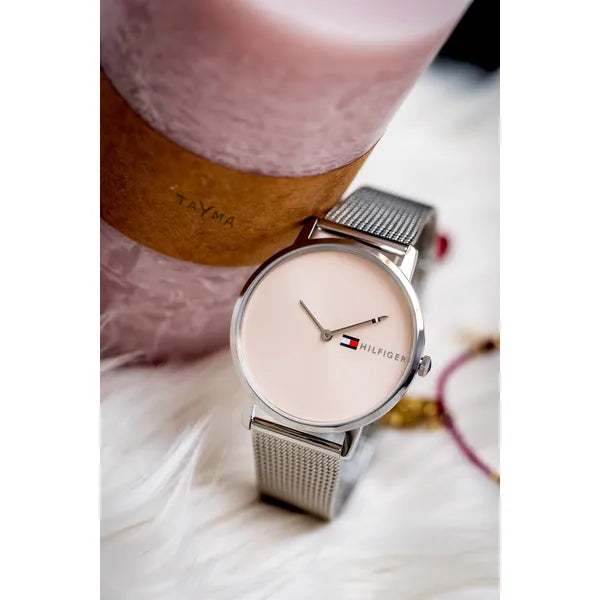 Tommy Hilfiger Alex női karóra, 41 mm, ezüst szíj, rózsaarany számlap