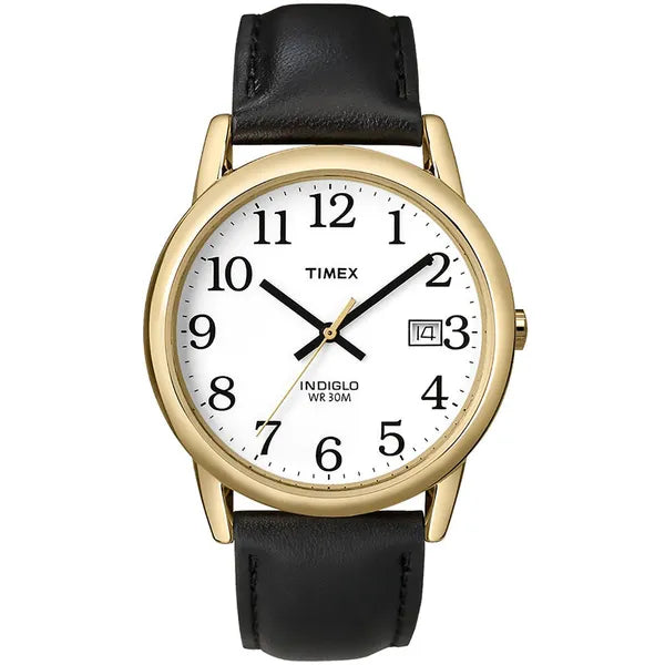 Timex Easy Reader férfi karóra, 35 mm, arany tok, fekete bőrszíj