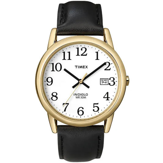 Timex Easy Reader férfi karóra, 35 mm, arany tok, fekete bőrszíj