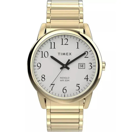Timex Easy Reader férfi karóra, 40 mm, arany nemesacél, fehér számlap