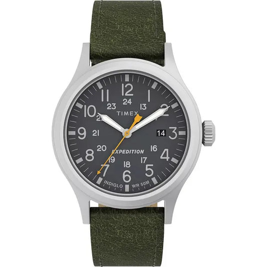 Timex Expedition Scout férfi karóra, zöld bőrszíj, fekete 40 mm WR50