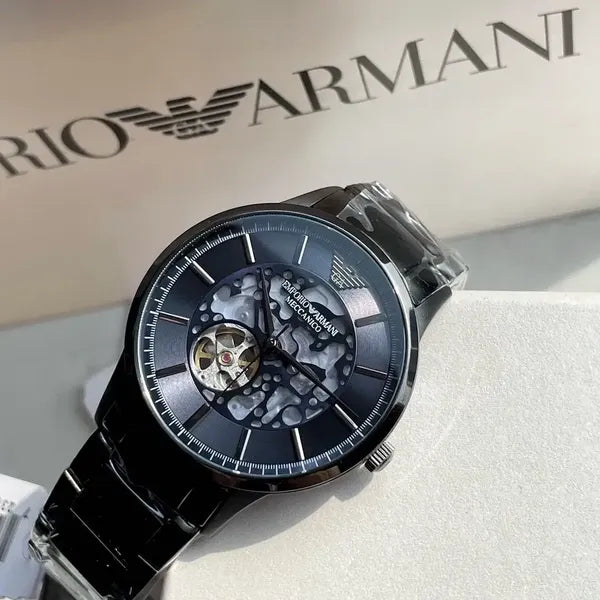Emporio Armani Renato férfi automata karóra, 43 mm, grafit acél, open-heart
