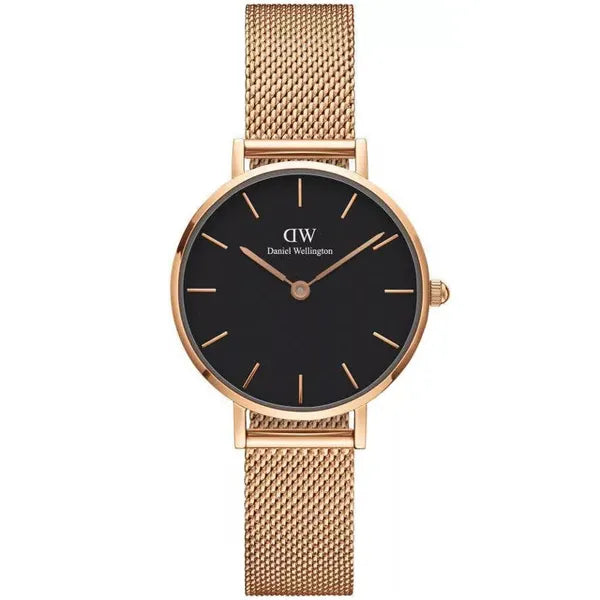 Daniel Wellington Petite Melrose női karóra 28 mm, fekete számlap, rozéarany