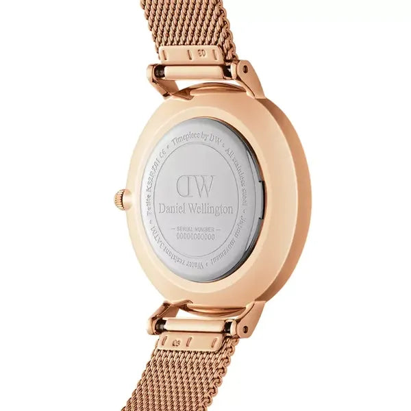 Daniel Wellington Petite Melrose női karóra 28 mm, fekete számlap, rozéarany