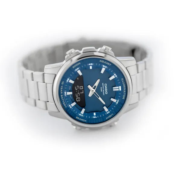 Casio AMW-880D-2A1 férfi karóra, kék számlap, acél szíj, WR50