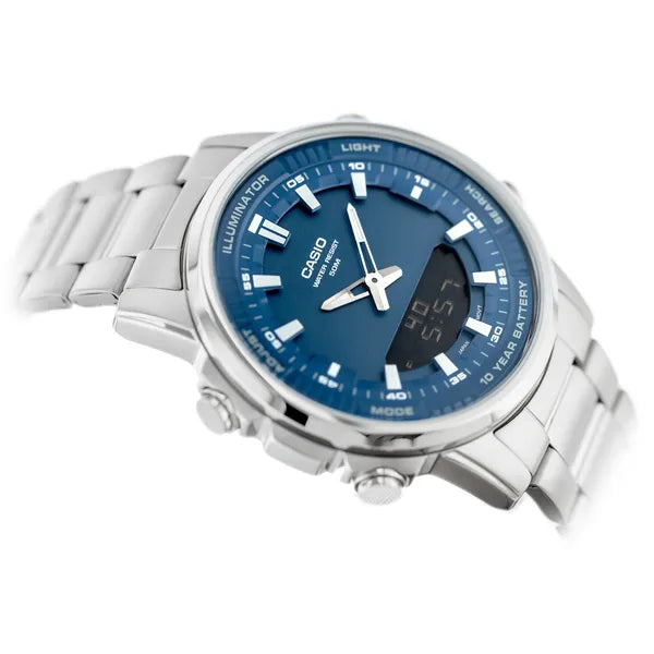 Casio AMW-880D-2A1 férfi karóra, kék számlap, acél szíj, WR50