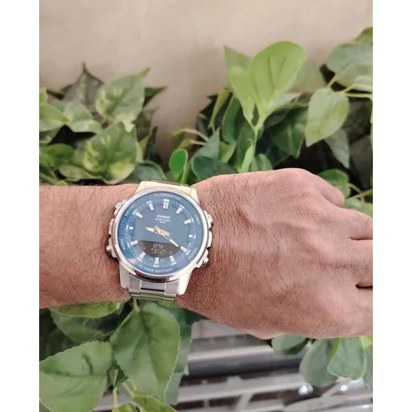 Casio AMW-880D-2A1 férfi karóra, kék számlap, acél szíj, WR50