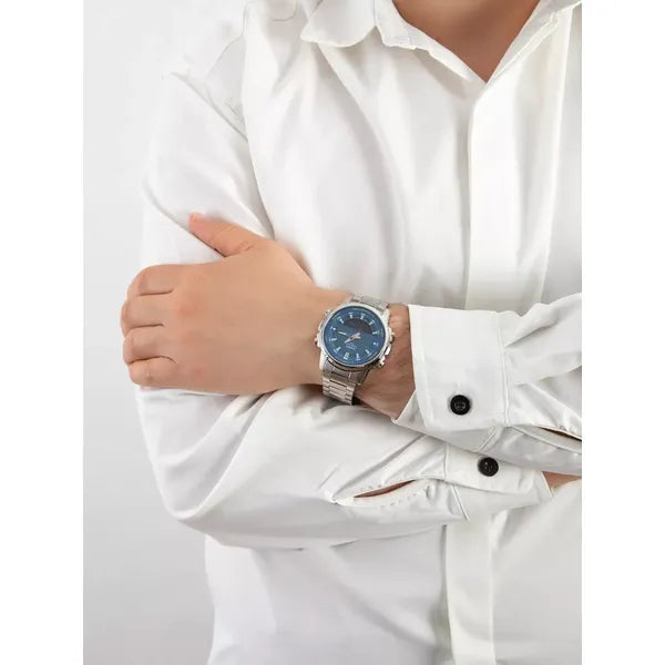 Casio AMW-880D-2A1 férfi karóra, kék számlap, acél szíj, WR50