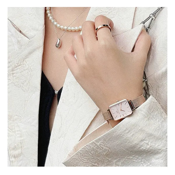 Daniel Wellington Quadro Pressed Melrose Pearl 20 mm női karóra, rózsaarany