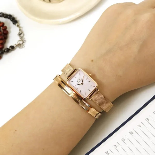 Daniel Wellington Quadro Pressed Melrose Pearl 20 mm női karóra, rózsaarany